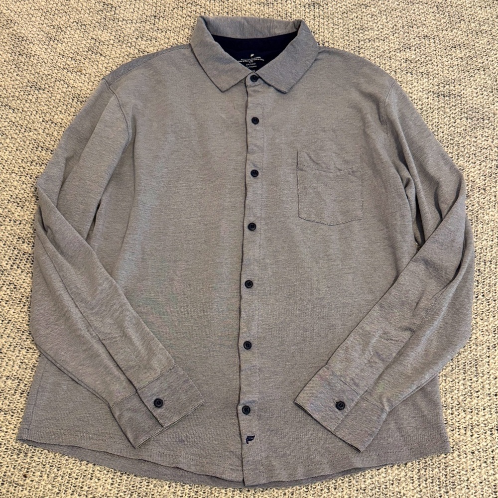 Fabletics Men’s Navy Button-Up Shirt – Size Large - Picture 1 of 4